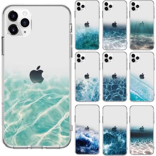 The sea Water wave Waves Phone Case Transparent for iPhone 6 7 8 11 12 s mini pro X XS XR MAX Plus cover funda shell