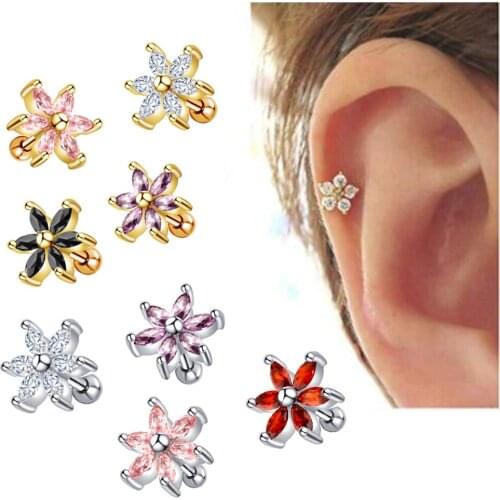 TIANCIFBYJS Stainless Steel Tragus Cartilage Earrings Labret Studs Barbell Lip Nose Body Stud Piercing for Men Women Ornament