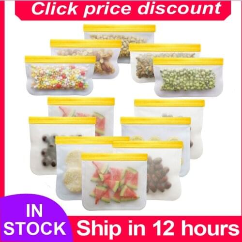 PEVA Silicone Food Storage Bag Reusable Food Fresh Bag Containers Leakproof Zipper Sealed Bag Kitchen Snack Bread Meat Fresh Bag
