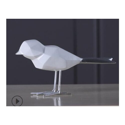Nordic Technology silver gray geometric tail resin bird direct deal Creative resin crafts Bird ornaments Home decoration