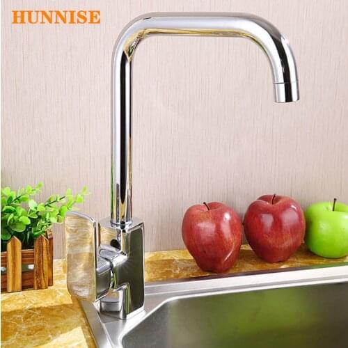 Cold and Hot Kitchen Faucet 360 Swivel Kitchen Sink Mixer Deck Mounted Solid Brass Faucet Mixer Chrome Sink Faucet Tap