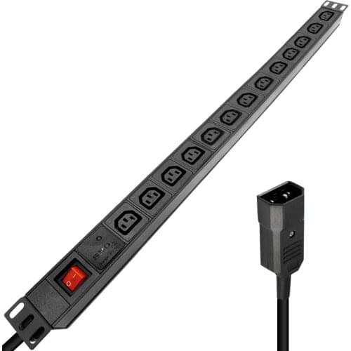 PDU Power Strip 13AC IEC C13 Socket Switch SPD Surge Protection 4000W 2M Cable For Server Network Cabinet Rack