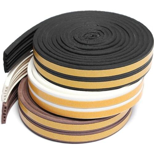 5M E-type Foam Draught Self Adhesive Window Door Excluder Rubber Seal Strip