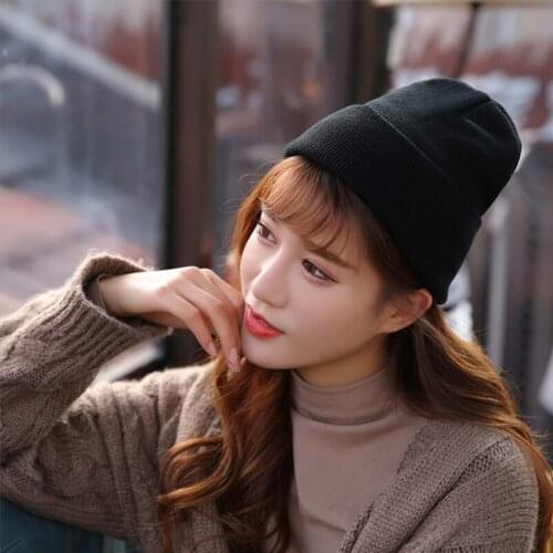 Spring knitted pullover hat literary hat female autumn Korean fashion casual joker monochromatic warm - keeping simple hat