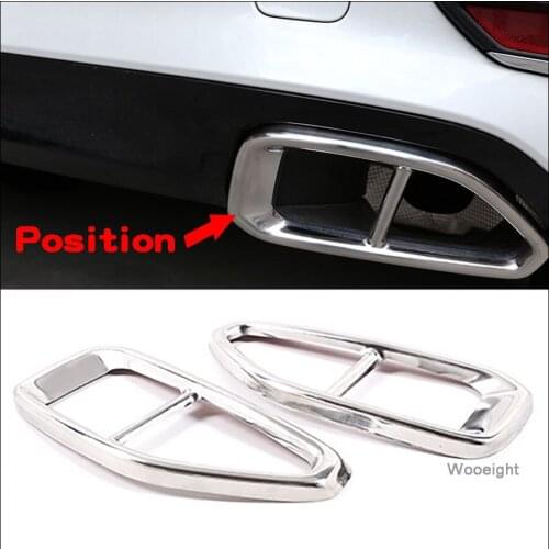 Wooeight 2Pcs Car Exterior Stainless Steel Silver Tail Pipes Exhaust Pipe Silencer Frame Cover Trim Fit for BMW 3 Series 2020