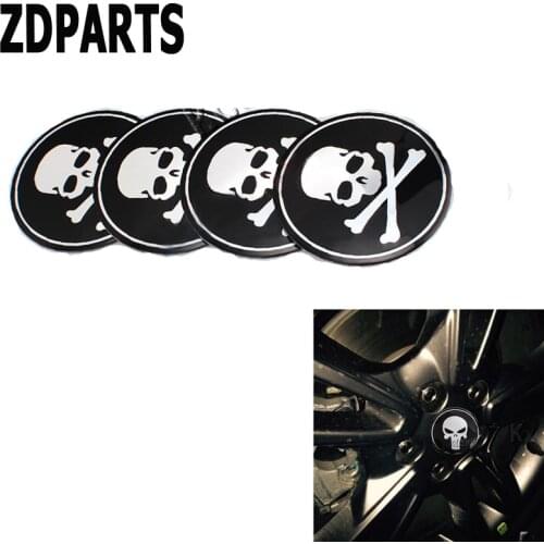 ZDPARTS 4X Car Skull Tire Wheel Center Hub Caps Cover Stickers For Mercedes Benz W203 W204 211 AMG Smart Starline A93 Citroen C4