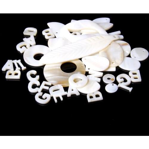 10PCS White Natural Mother of Pearl Shell Letter Geometric Pentagram Shape Shells Beads Accessories For Necklace Earrings DIY