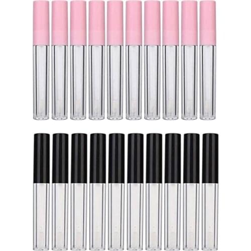 20 pcs Refillable pink-clear lip gloss tubes 2.5ML Grade Clear Plastic Empty Makeup DIY black-clear lipstick containers