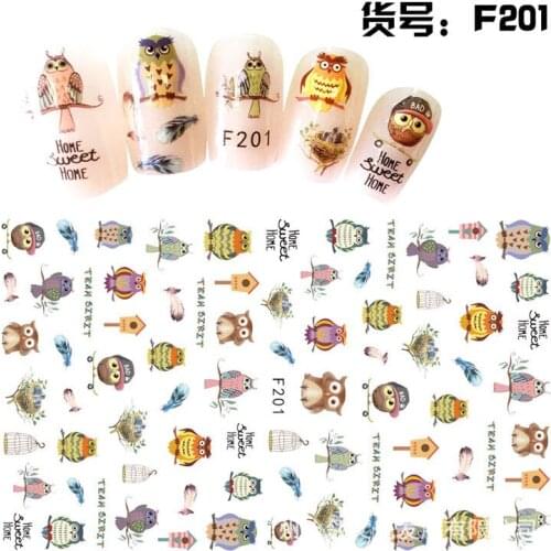 3D Nail Sticker Animal Owl Plume Slider Nails Art Decoration Wraps Decals Cute Design Adhesive Manicure Tips Stickers Pegatina