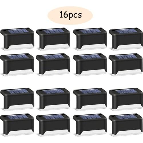 4/8/16pcs LED Solar Lamp Path Stair Outdoor P55 Waterproof Deck Lights Landscape Step Balcony Fence High Conversion Solar Lights