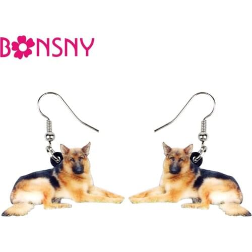 Bonsny Acrylic Novelty German Shepherd Dog Earring Big Long Dangle Drop Anime Animal Jewelry For Women Girls Teen Statement Gift