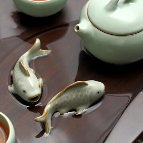 Ru Fish Get Water Tea Pet Ornaments Carp Ice Crack Open Piece Porcelain Ru Porcelain Tea Pet Koi Can Keep Your Kiln Fish Pet