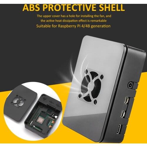 Black ABS Cooling Case Heatsink Hard Shell With Good Heat Dissipation Fan For Raspberry PI 4 Model B 1 GB 2 GB 4 GB