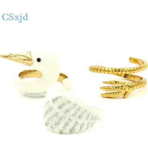 CSxjd New design enamel animal ring opening fashion ring 1 set