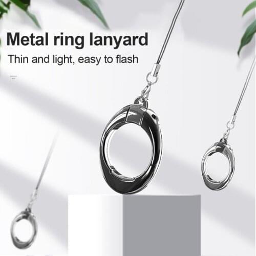 Fashion Two In One Lanyard Pendant Holder For Xiaomi Huawei Luxury Metal Mobile Phone Ring Holder For IPhone Samsung All Phones