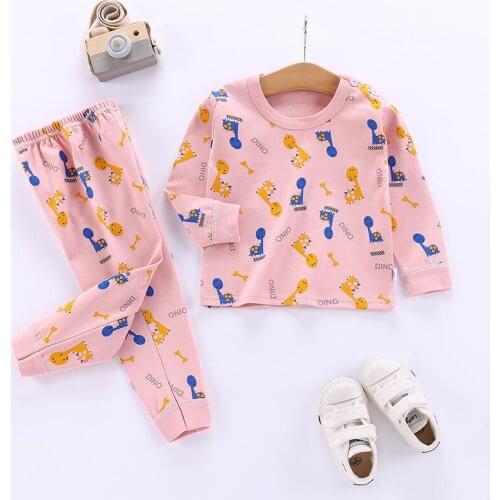 Girls Home Sleepwear Baby Boys Cotton Pajamas Set Children Cute Cartoon Long Sleeve Pyjamas Kids Clothing Suit Casual Pijamas