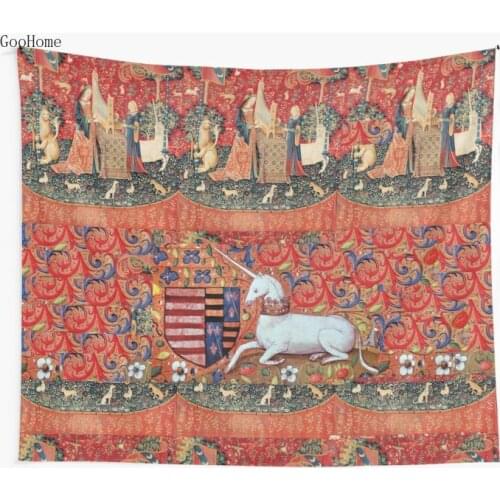 UNICORN FANTASY FLOWERS ANIMALS MEDIEVAL Wall Tapestry Beach Towel Polyester Blanket Yoga Shawl Mat