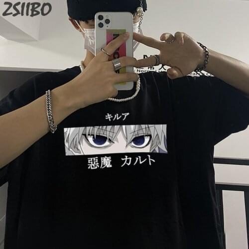Hunter X Hunter Anime Print Mens T Shirt Killua Zoldyck Devil Eyes Unisex Short Sleeve T-shirt Men Tshirt Casual Tops Streetwear