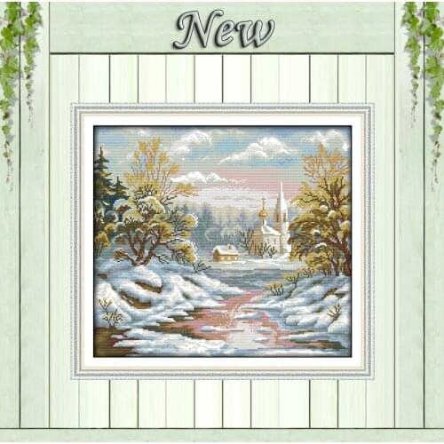 The early frost Scenery,11CT print on canvas DMC 14CT Cross Stitch kit,embroidery needlework Set,winter Scenic Crafts Home Decor