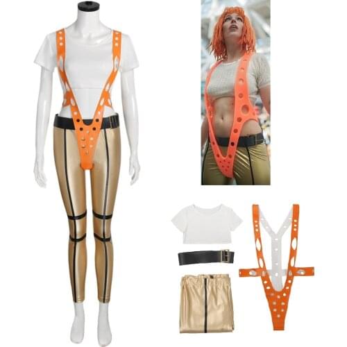 The Fifth Element Leeloo Cosplay Costume Sexy Skinny Pants Short T-Shirt Body Suit for Women Halloween Cosplay Outfits