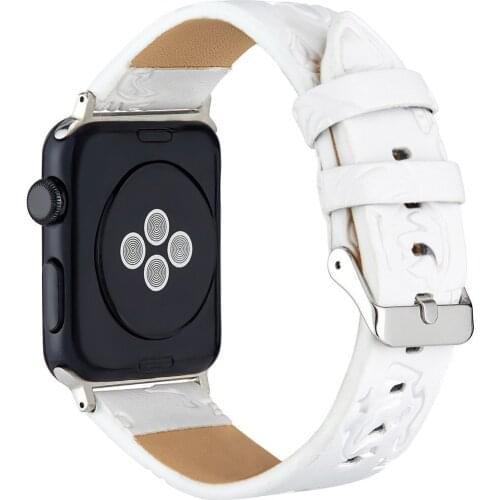 Fashion patter Leather for Apple Watch Bands 38MM 40mm 42MM 44mm for iWatch Womens Strap Classic Wristband Series 6 5 4 3 Black