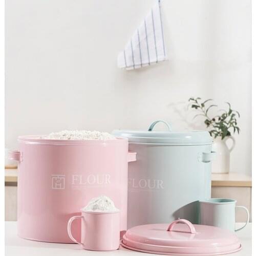 Round Laundry Powder Storage Box for Home Bathing Using Decoration Rice Flour Grains Container with Cover Kitchen Food Container