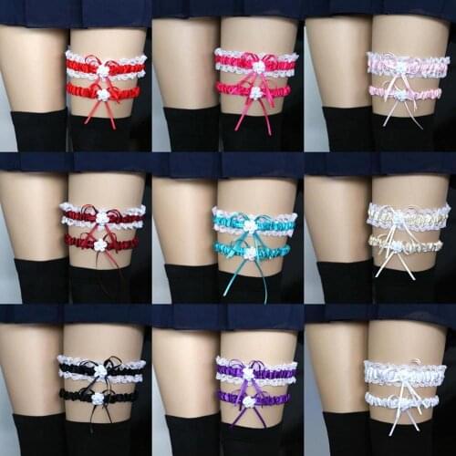 OLO 2Pcs/Set Japanese Korean Bowknot Lace Garter Sexy Bridal Leg Garters Wedding Cosplay Decor Ladies Sexy Intimates Accessories