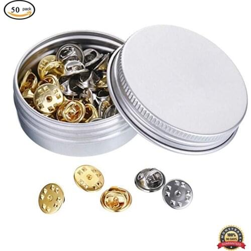 50Pcs Brass Butterfly Clutch Badge Insignia Clutches Pin Backs Replacement Butterfly Clutch Tie Tacks Pin Back Replacement