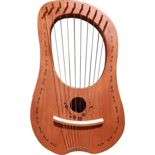 Lyre Harp 10/16 Strings Handmade ENGRAVED by Mahogany Wood Lier Harp Metal Trap Mahony Solid Wood Stringed Musical Instruments