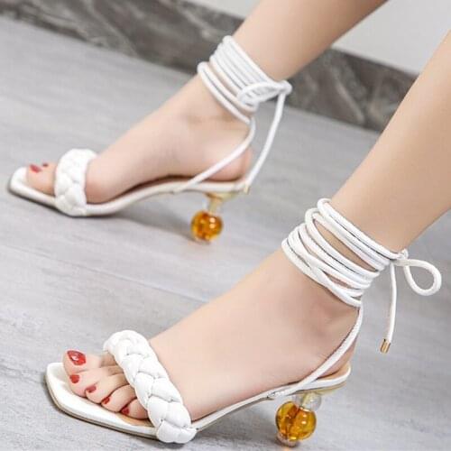 Fashion Women Sandals Beautiful Weave Style Sexy 2.95 Inches High Heels(Size 35-45