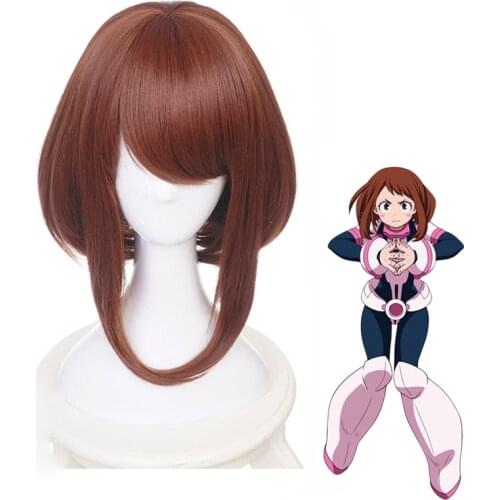 My Hero Academia Ochako Uraraka Brown Short Wig Cosplay Costume Boku No Hero Academia Hair Ochaco Uraraka Women Party Wigs