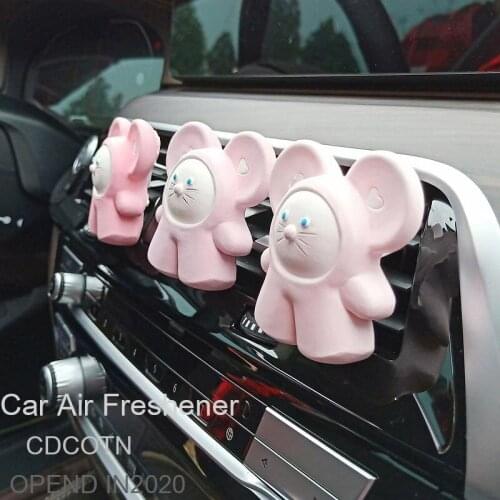 Creative Pink Little Mouse Car Air Freshener Perfume Clip Fragrance Diffuser Auto Vents Scent Odor Ornaments Interior Decoration