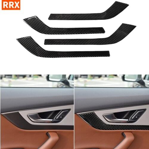 For Audi Q7 SQ7 4M 2016-2019 Carbon Fiber Car Accessories Interior Sticker Door Panel Trim Strips 3D Decoration Cover 4Pcs