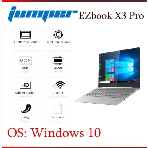 Jumper EZbook X3 PRO notebook Intel Gemini Lake N4100 8GB LPDDR4 180GB SSD thin Metal body IPS display Laptop Backlit keyboard