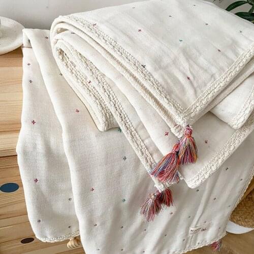New Japanese original yarn six-layer gauze Bohemian color cross is good to accompany him children adult towel quilt blankets