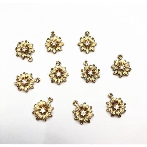 New arrival! 19x15mm 100pcs Copper/Cubic Zirconia Flower charm for Hand Made Earrings DIY parts,Jewelry Finding & Component