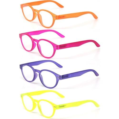 4 Pack Reading Glasses Spring Hinge Oval Frames Colorful Readers Quality Eyeglasses for Men and Women 0.5to 6.0 Frame Material