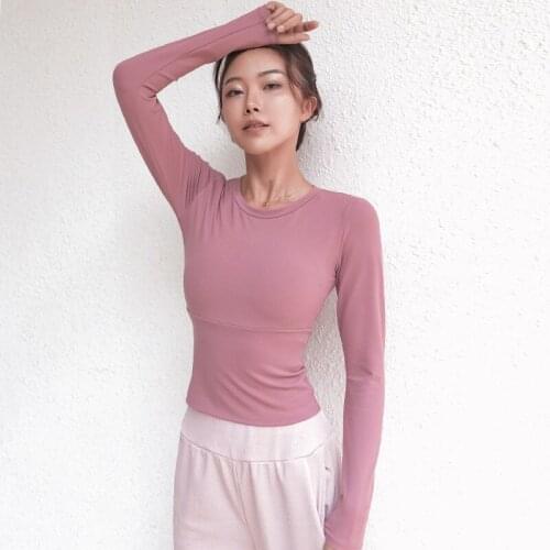Yoga Clothes Womens Running Quick-drying Fitness Clothes Long-sleeved Womens Spring and Summer Sports T-shirt Gym Yoga Tops