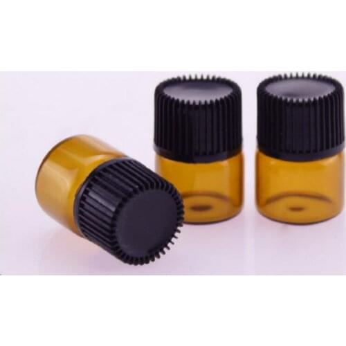 Wholesale 1ML Amber Empty Glass Bottle 1CC Amber Sample Vial Small Essential Oil Bottle