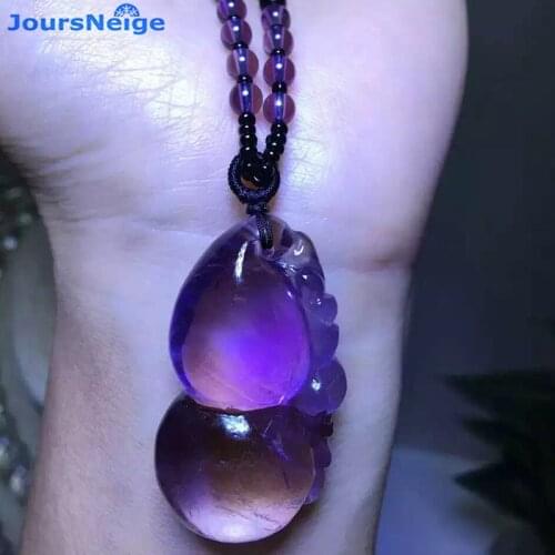 Wholesale Fine Purple Natural Crystal Pendants Gourd Pendant Beads Sweater Chain Necklace Lucky for Women Men Beauty Jewelry