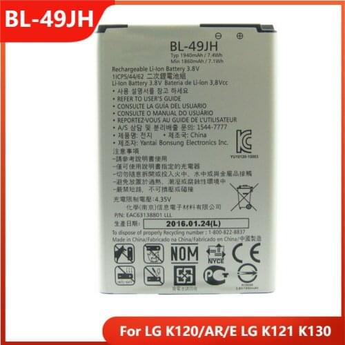 Original Phone Battery BL-49JH For LG K120/AR/E LG K121 K130 BL-49JH Replacement Rechargable Batteries 1940mAh