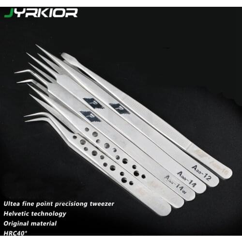 Jyrkior Fine Tip Tweezers - Straight Tapered Extra Fine Point Professional Micro Precision Tweezers, Stainless Steel