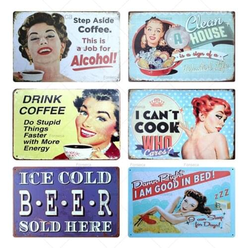 Beer Vintage Metal Sign Horizontal And Vertical Rectangular Iron Plates Painting Wall Art Decoration For Bar Club Kitchen