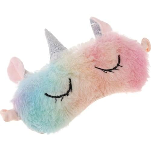 Rainbow Soft Fleece Unicorn Sleep Masks Eye Shade Cover for Women Girls Travel Blindfold