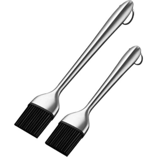 Silicone Kitchen Oil Brush BBQ Grill Basting Brush With Stainless Steel Handle Barbecue Turkey Oil Brush For Grilling Baking