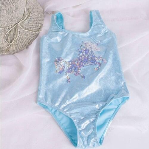Sequined Unicorn Girl Swimsuit One Piece Childrens Swimwear 2-8 Years Toddler Girls Bathing Suit Monokini Little Girl Beachwear