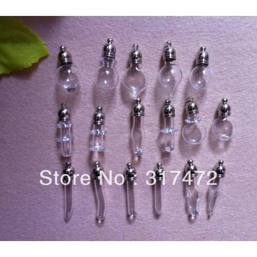 Mix Vials Pendant, Essential Oil Pendant, Rice Art Glass Bottle ( not includ the white rubber plug)