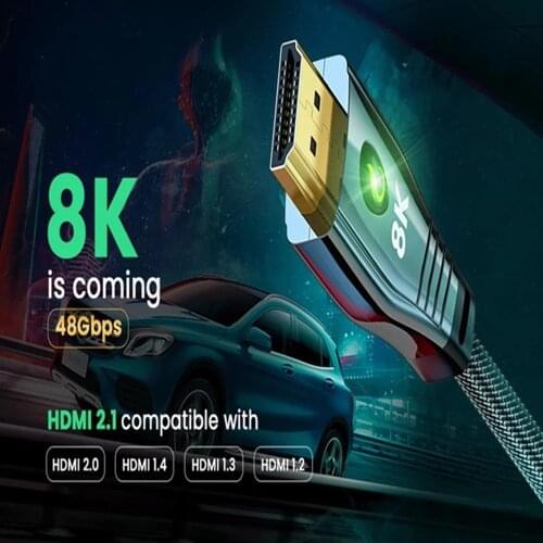 LED Green lights 8K HDMI-compatible Cable High Speed 48Gbps 8K@60Hz 4K@120Hz HDCP 2.3 HDR eARC Support Dolby Atmos for PC laptop