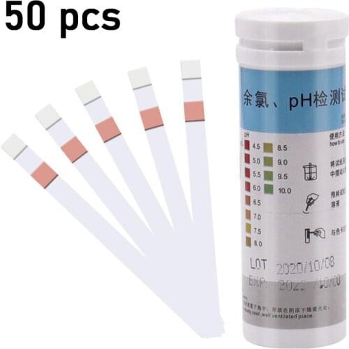 50 Strips 2-In-1 Tub Water Quality Swimming Pool Aquarium Test Paper Residual Chlorine PH Value Alkalinity Test Strip
