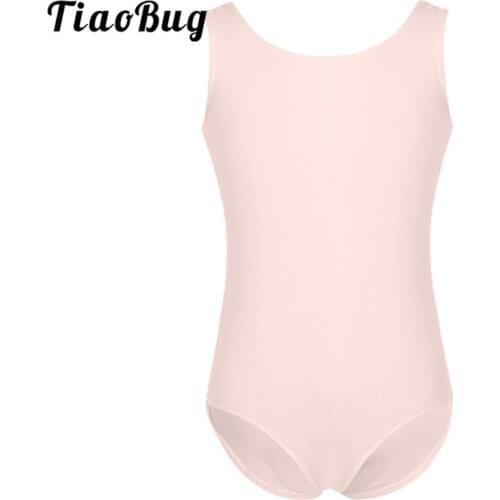 TiaoBug Children Girls Solid Color Sleeveless Professional Ballet Leotard Sports Bodysuit Gymnastics Leotard Kids Dance Wear